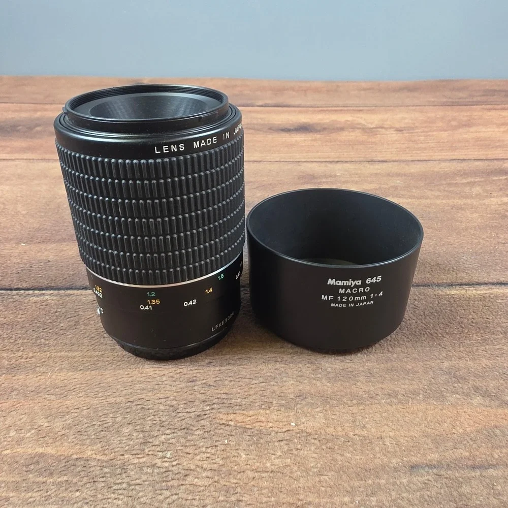 Mamiya Sekor D 120mm f/4 Macro MF Lens 645 Mount Black Excellent Hood Included